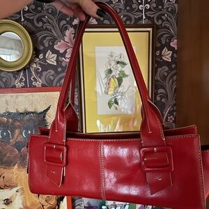 Kenneth Cole New York Y2K red leather buckle bag